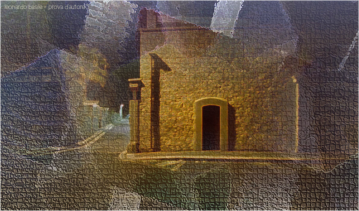 Elaborazione grafica di Leonardo Basile, mescolanze di due sue immagini fotografiche: Scorci di S.Spirito e Rilievo policromico. - 7